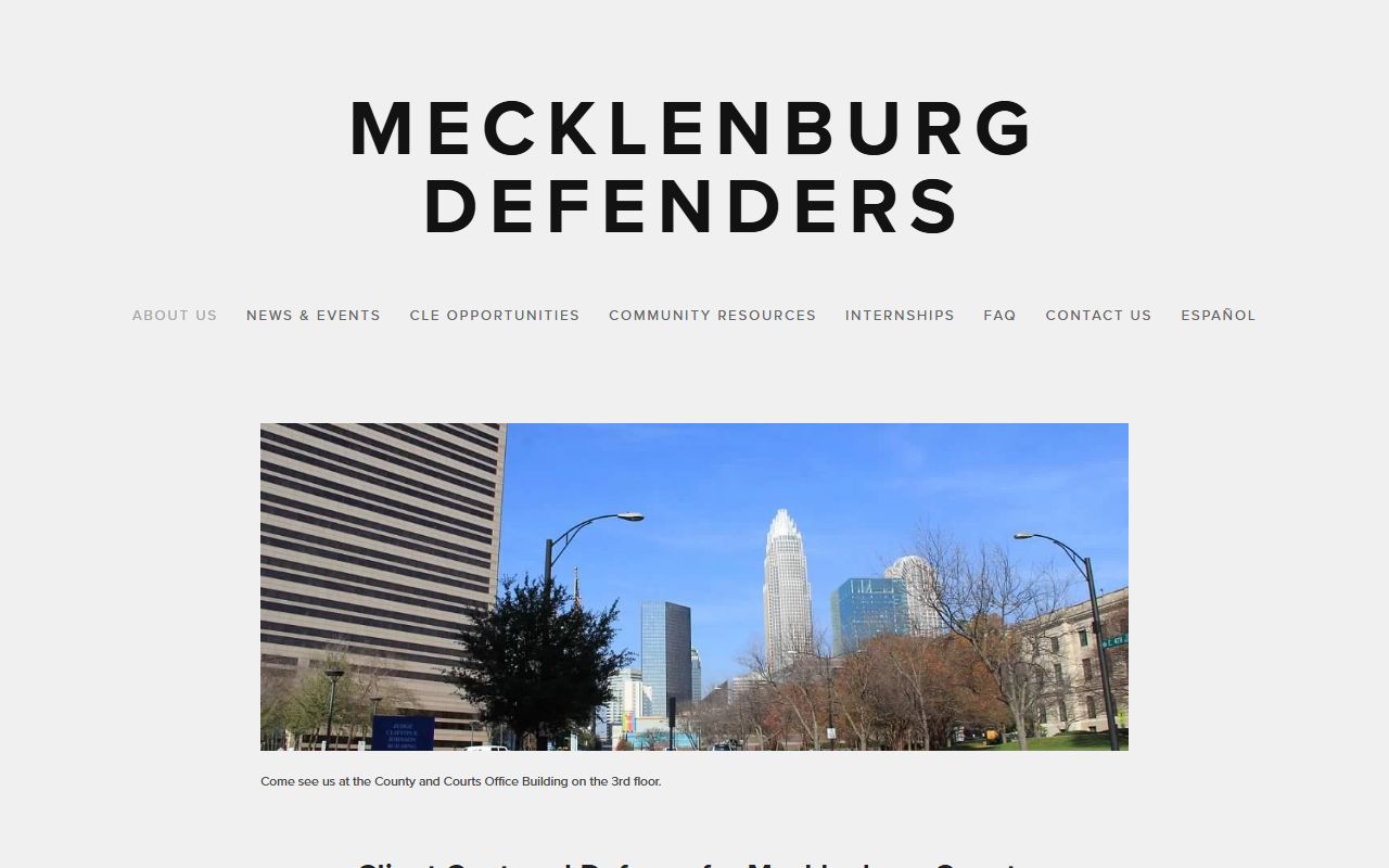 Mecklenburg County Public Defender site near the Clerk of Superior Court