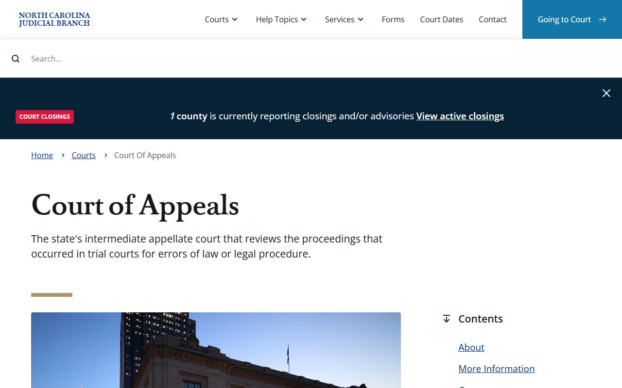 North Carolina Court of Appeals page tied to Mecklenburg County dockets