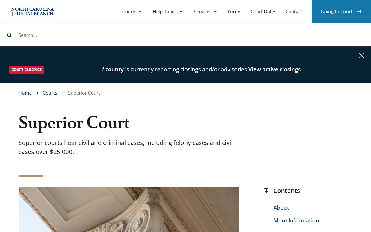 North Carolina Superior Court page for Mecklenburg County court dockets