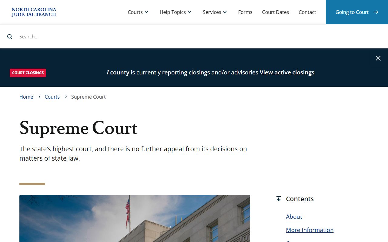 Supreme Court of North Carolina page related to Mecklenburg County court dockets