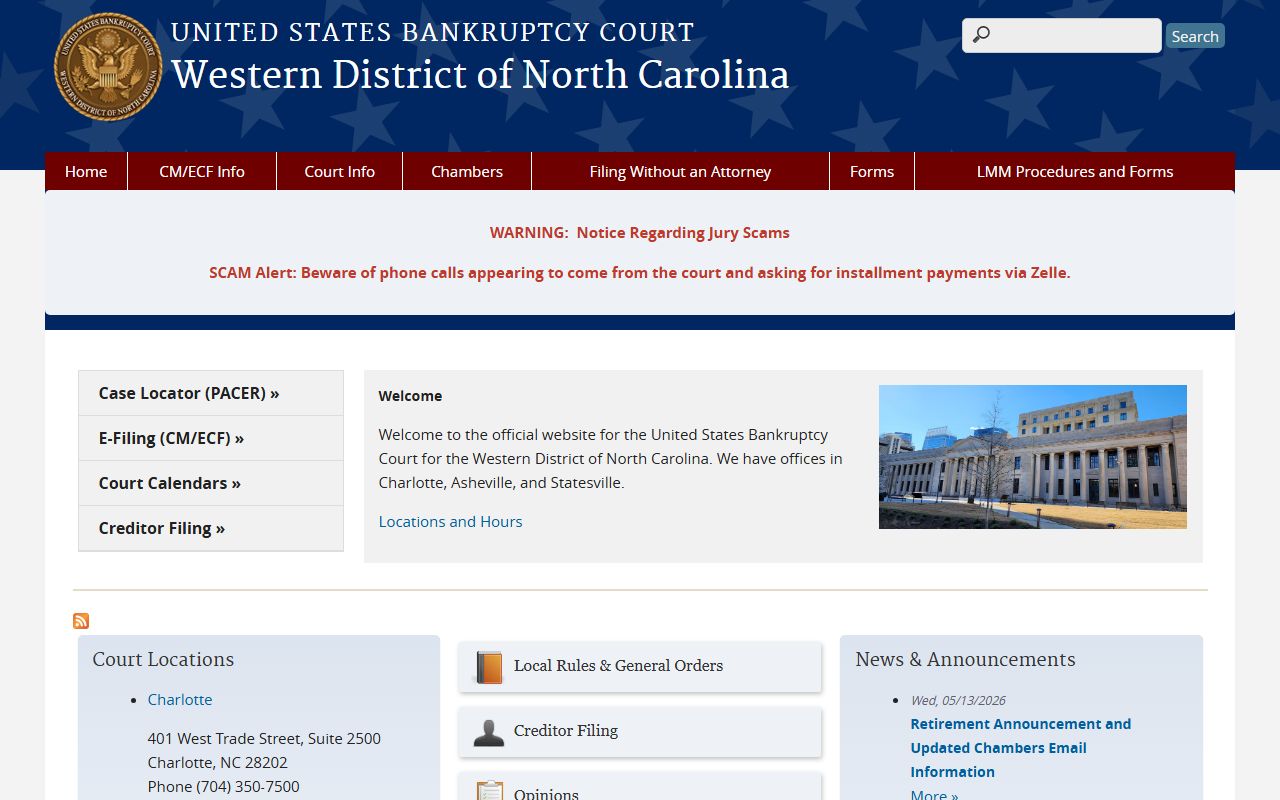 Western District of North Carolina bankruptcy court for Mecklenburg County records