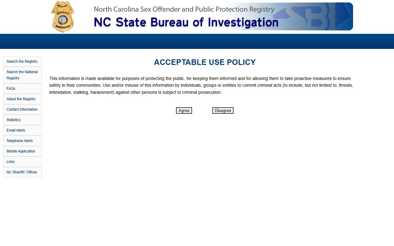 North Carolina SBI sex offender registry related to Mecklenburg County data