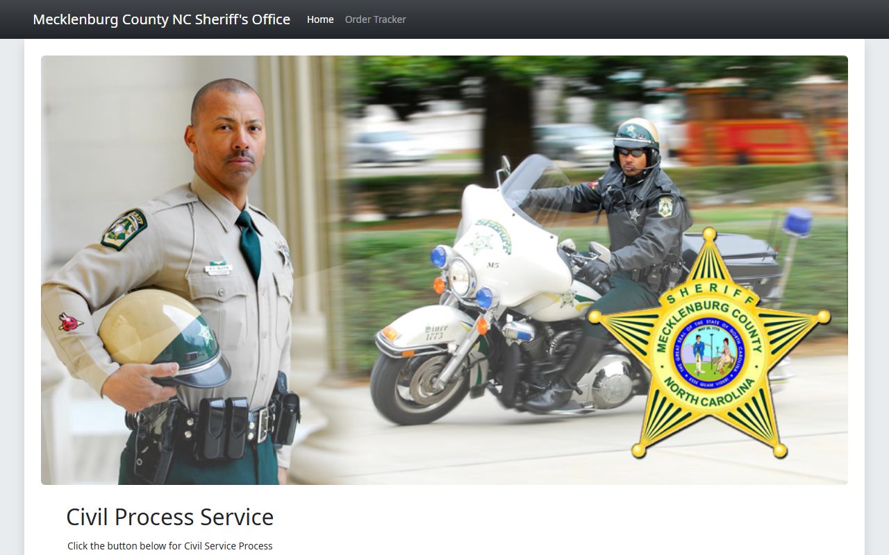 Mecklenburg County Sheriff civil process inquiry for warrant records